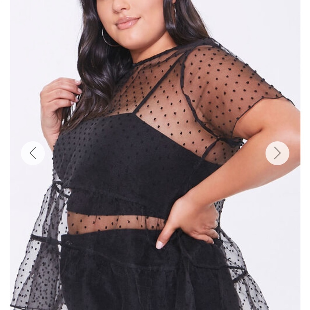 Forever 21 Sheer Clip Dot Top Size 1X